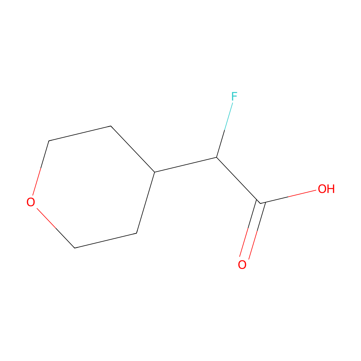 2-Fluoro-2-(oxan-4-yl)acetic acid molecular structure, CAS 1516034-79-9