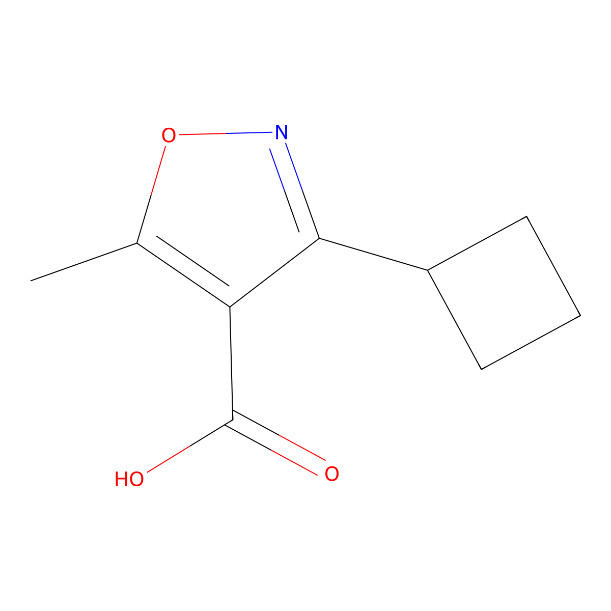 3-Cyclobutyl-5-methyl-1,2-oxazole-4-carboxylic acid molecular structure, CAS 1516043-59-6