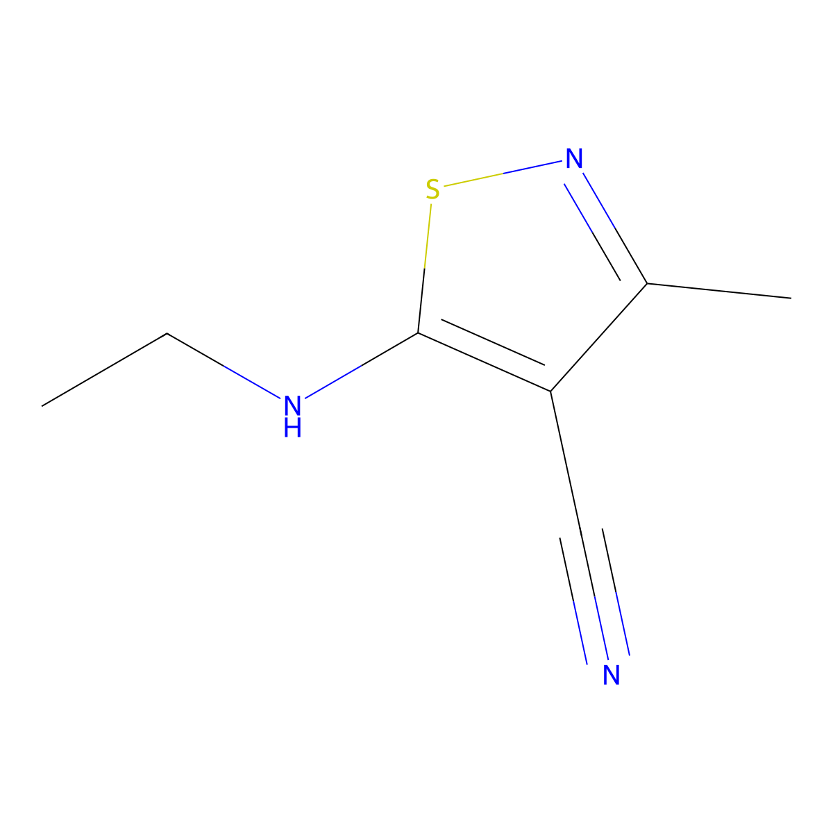 5-(Ethylamino)-3-methyl-1,2-thiazole-4-carbonitrile molecular structure, CAS 1516048-33-1