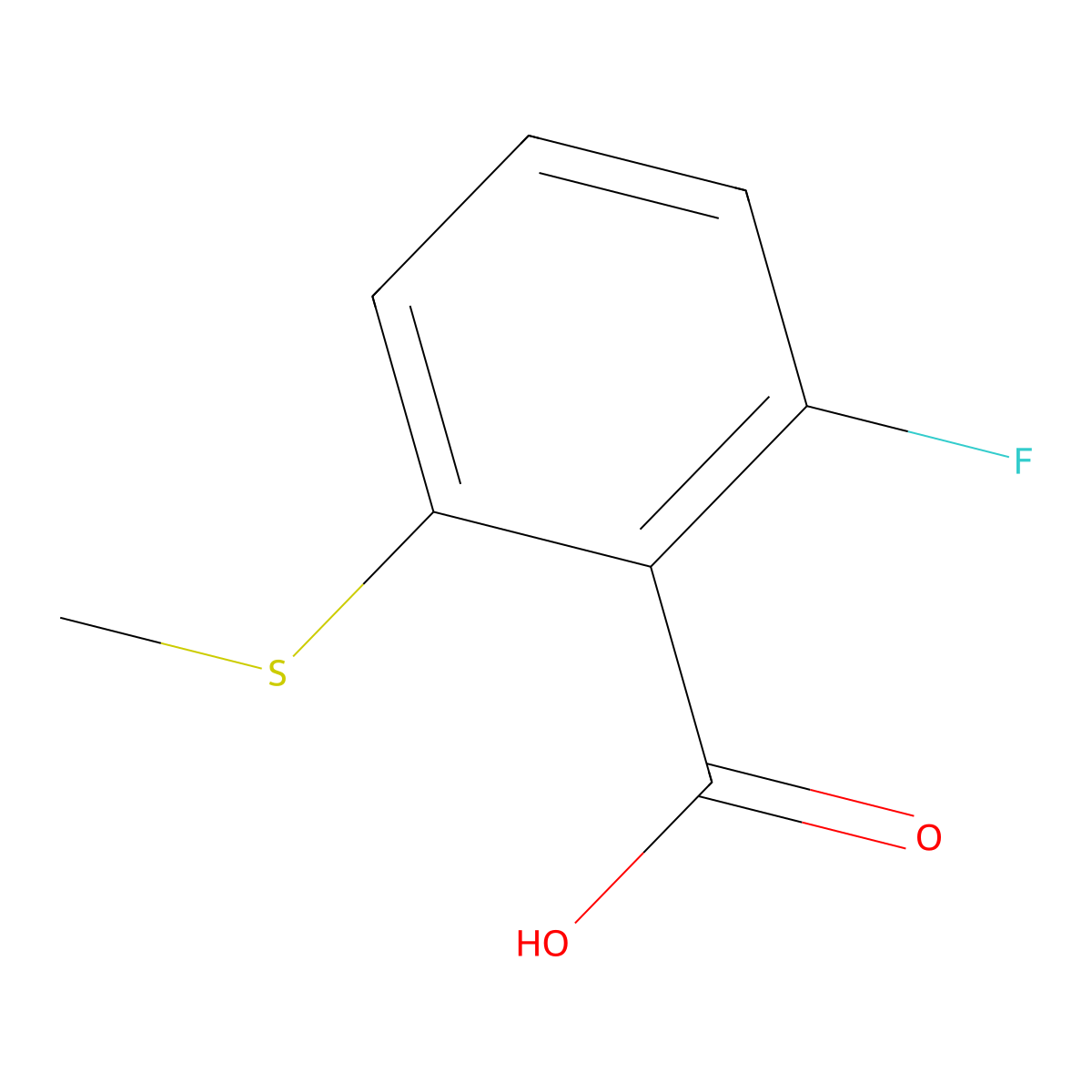 2-Fluoro-6-(methylsulfanyl)benzoic acid molecular structure, CAS 1516052-88-2