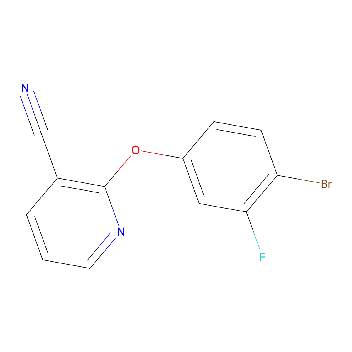 2-(4-Bromo-3-fluorophenoxy)nicotinonitrile molecular structure, CAS 1516062-79-5