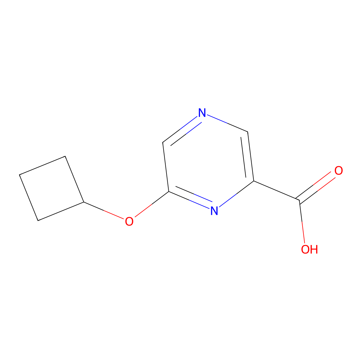 6-Cyclobutoxypyrazine-2-carboxylic acid molecular structure, CAS 1516067-07-4