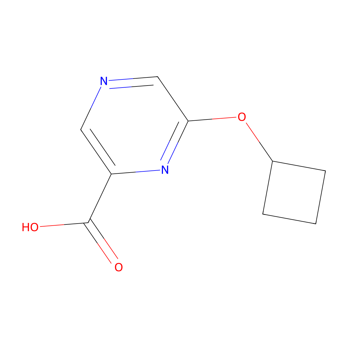 6-Cyclobutoxypyrazine-2-carboxylic acid molecular structure, CAS 1516067-07-4
