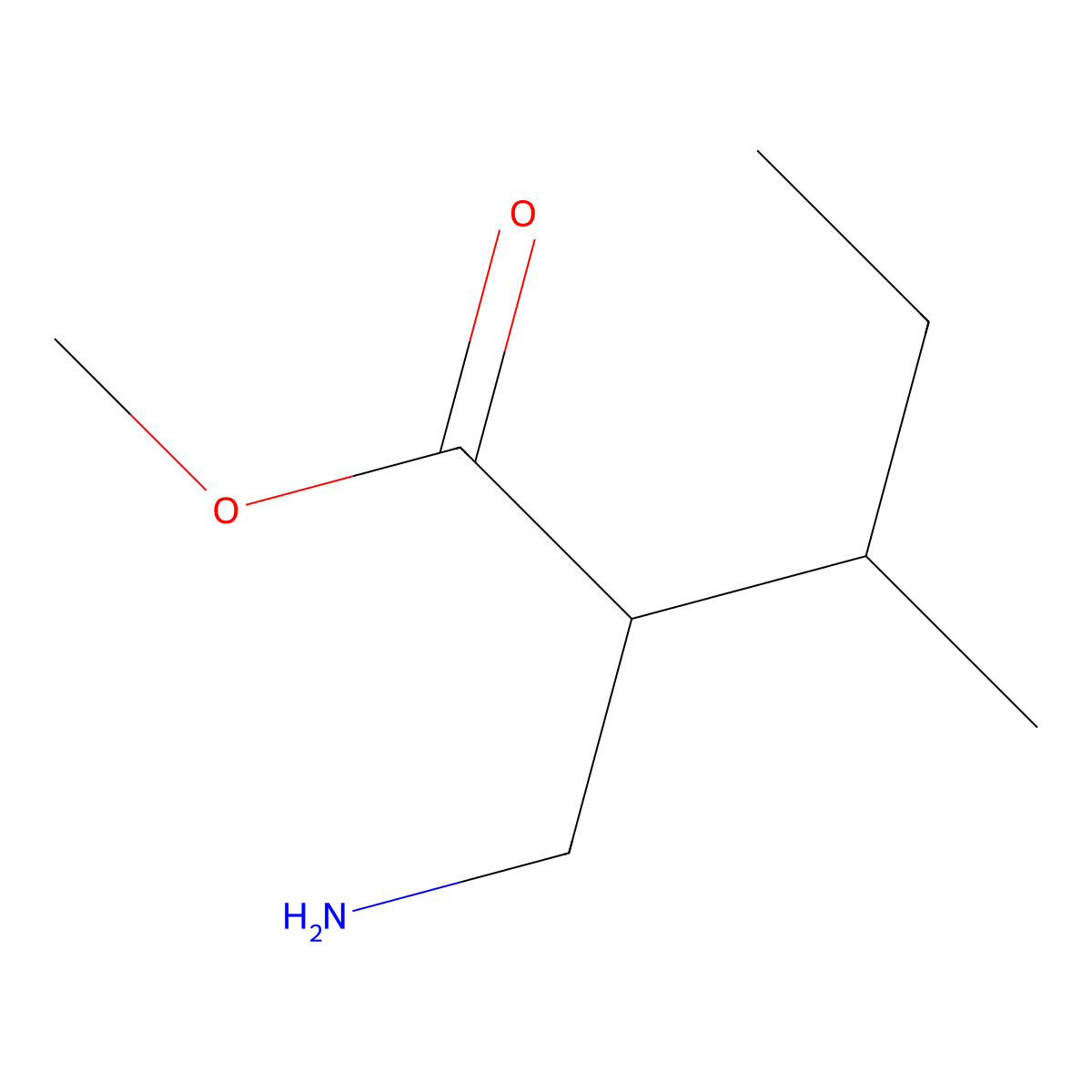 Methyl 2-(aminomethyl)-3-methylpentanoate molecular structure, CAS 1516067-48-3