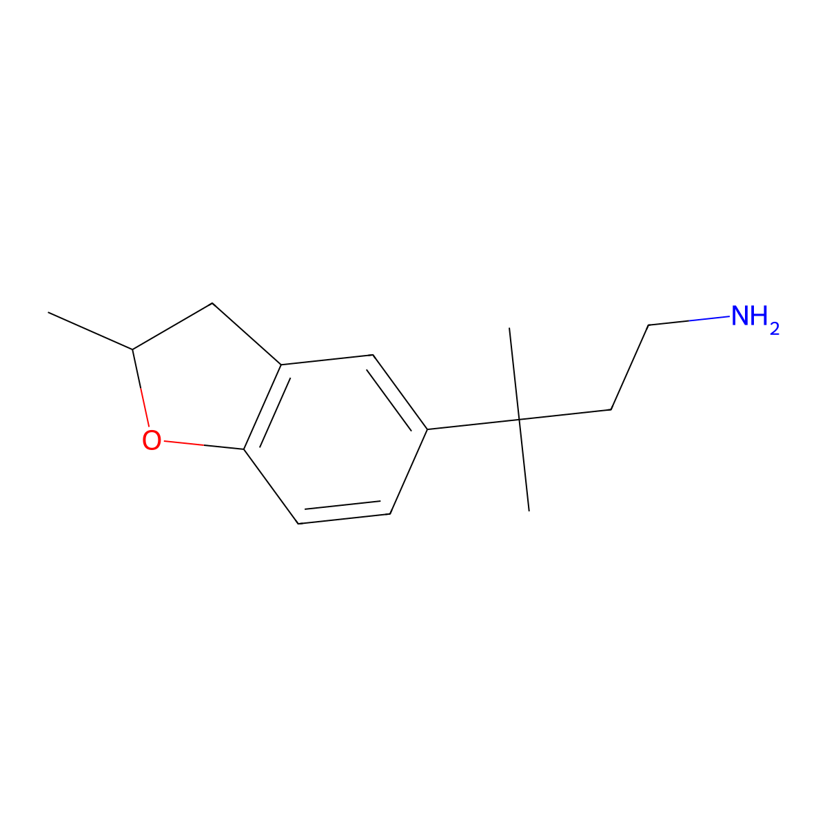 3-Methyl-3-(2-methyl-2,3-dihydrobenzofuran-5-yl)butan-1-amine molecular structure, CAS 1516068-12-4