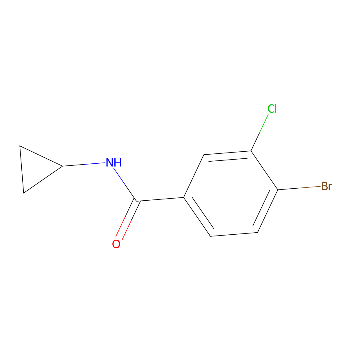 4-bromo-3-chloro-N-cyclopropylbenzamide molecular structure, CAS 1516096-72-2