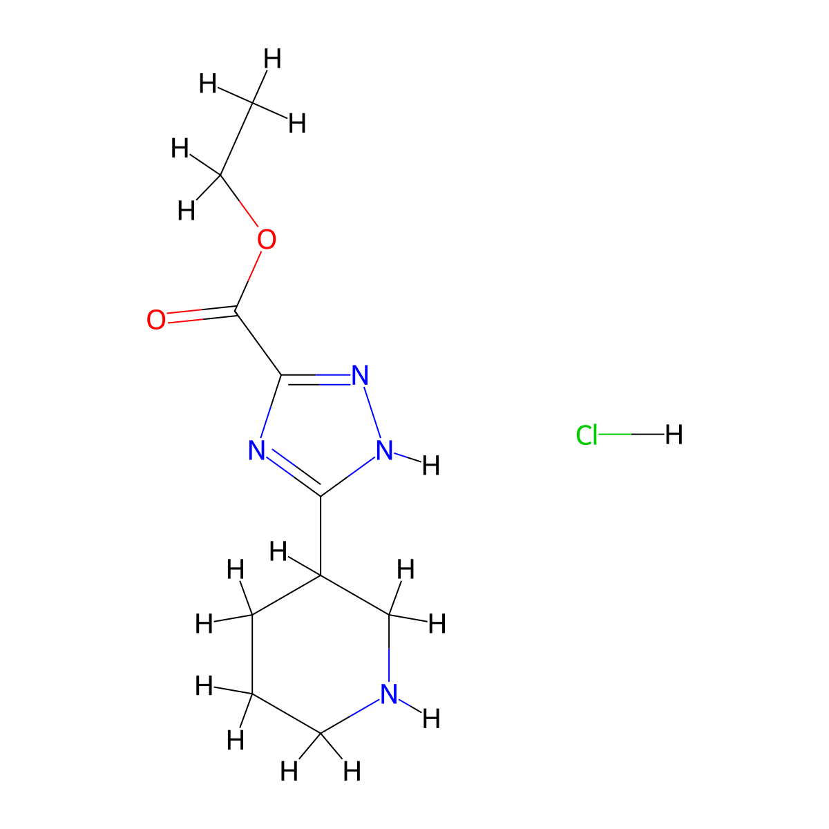 Ethyl 5-(piperidin-3-yl)-1H-1,2,4-triazole-3-carboxylate molecular structure, CAS 1516100-52-9