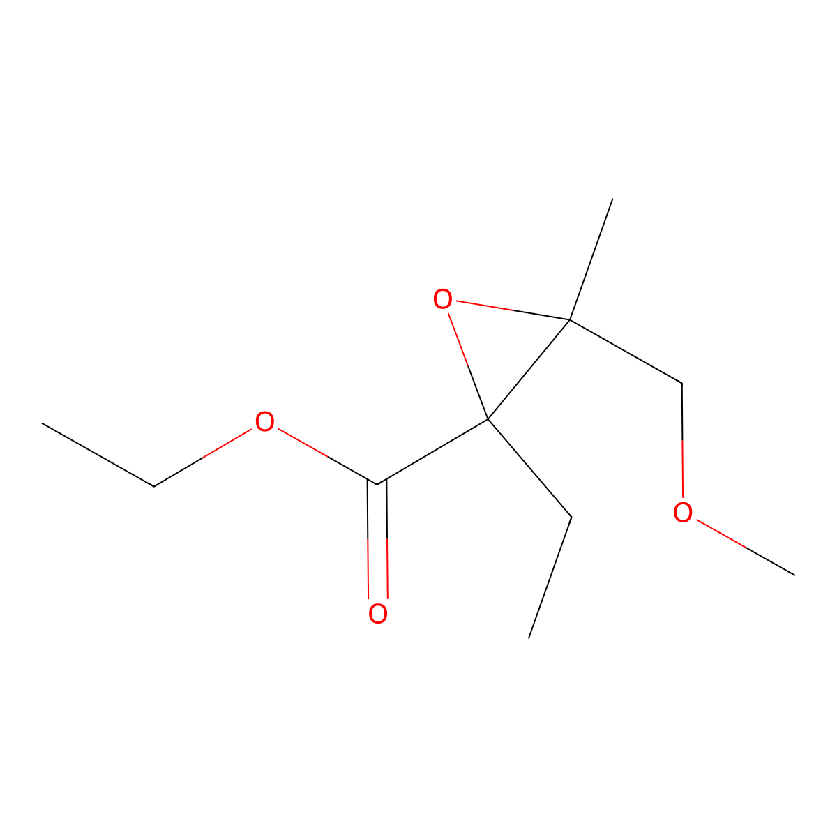 Ethyl 2-ethyl-3-(methoxymethyl)-3-methyloxirane-2-carboxylate molecular structure, CAS 1516100-58-5
