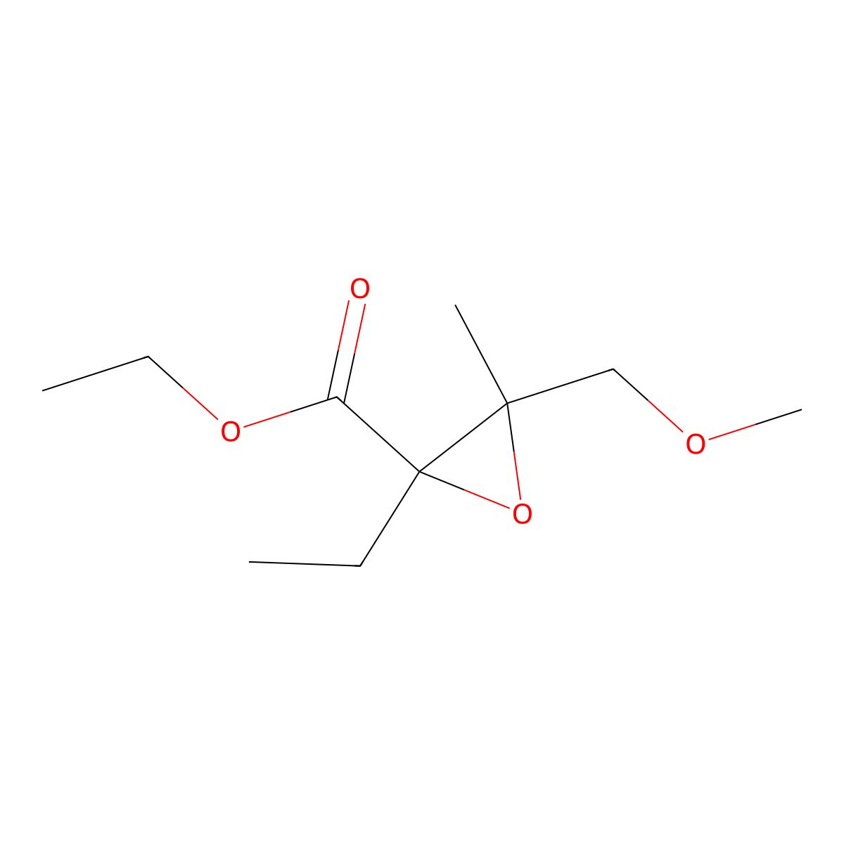 Ethyl 2-ethyl-3-(methoxymethyl)-3-methyloxirane-2-carboxylate molecular structure, CAS 1516100-58-5