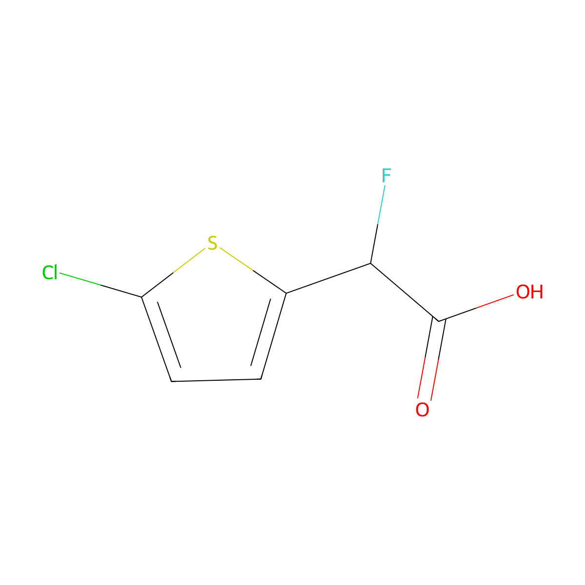 2-(5-Chlorothiophen-2-yl)-2-fluoroacetic acid molecular structure, CAS 1516124-78-9