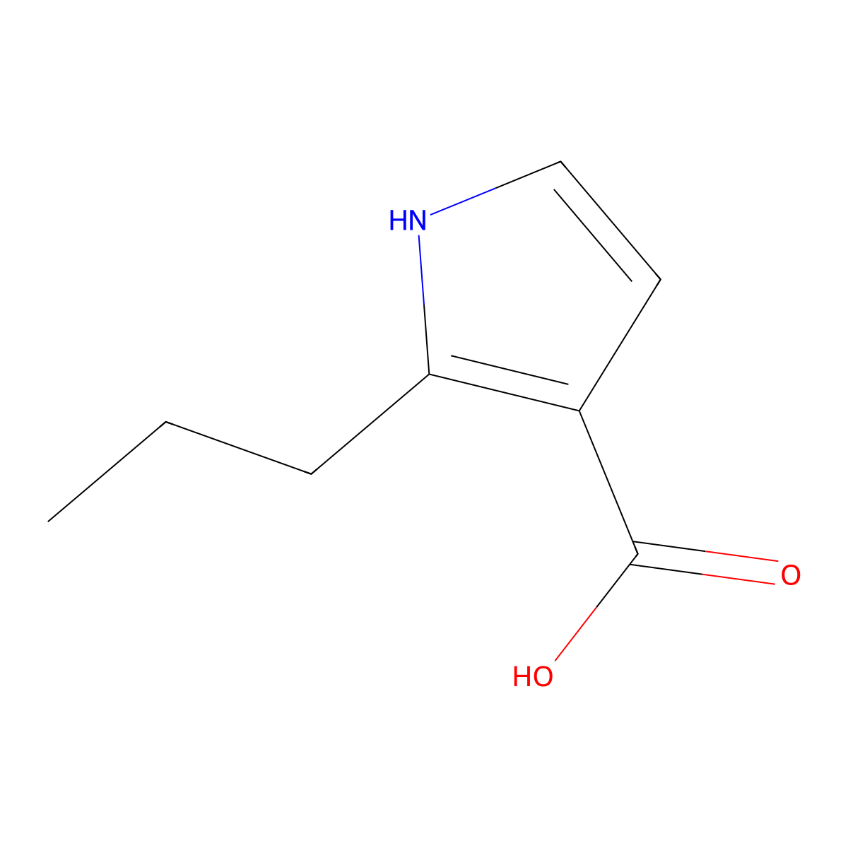 2-propyl-1H-pyrrole-3-carboxylic acid molecular structure, CAS 1516169-54-2