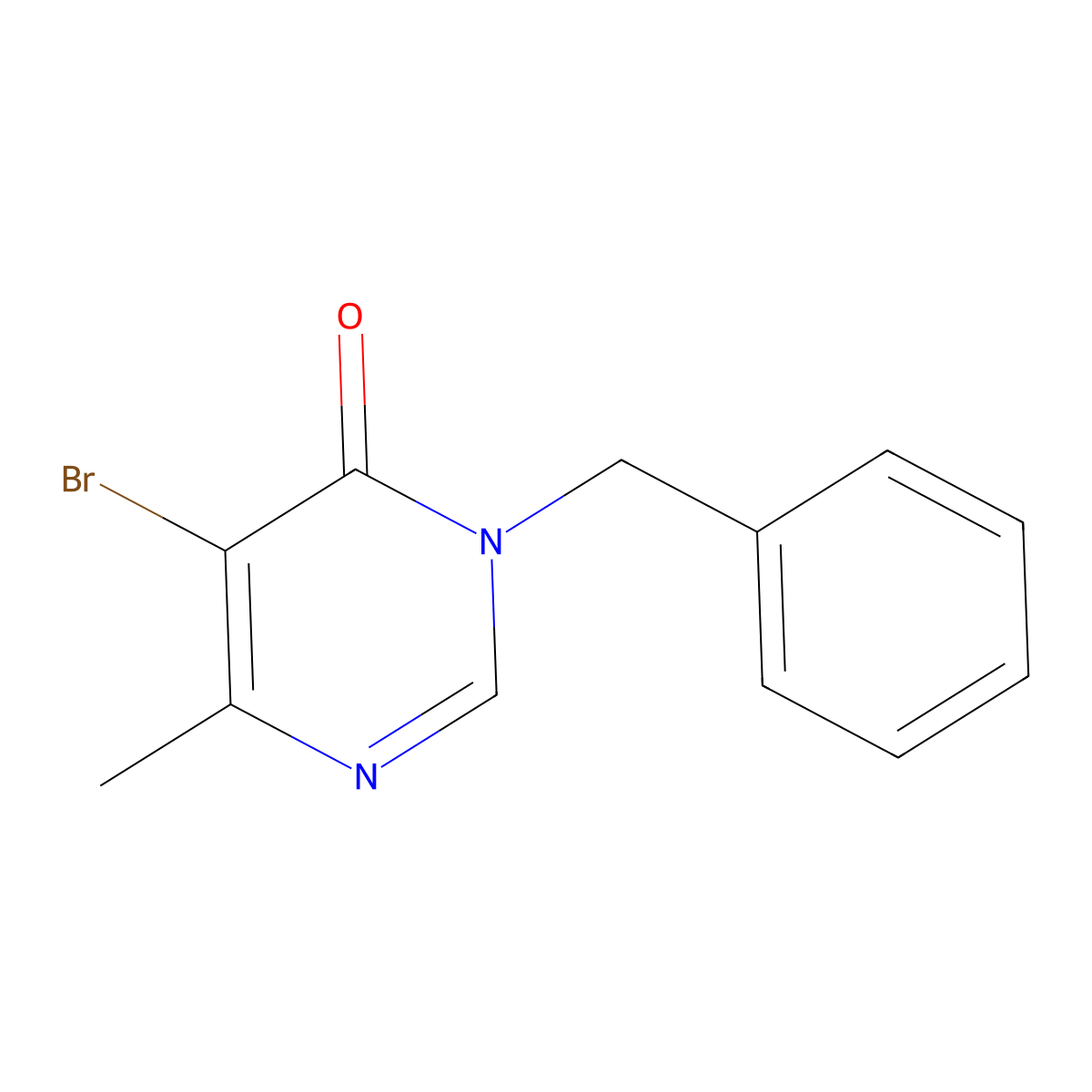 3-Benzyl-5-bromo-6-methyl-3,4-dihydropyrimidin-4-one molecular structure, CAS 1516179-27-3