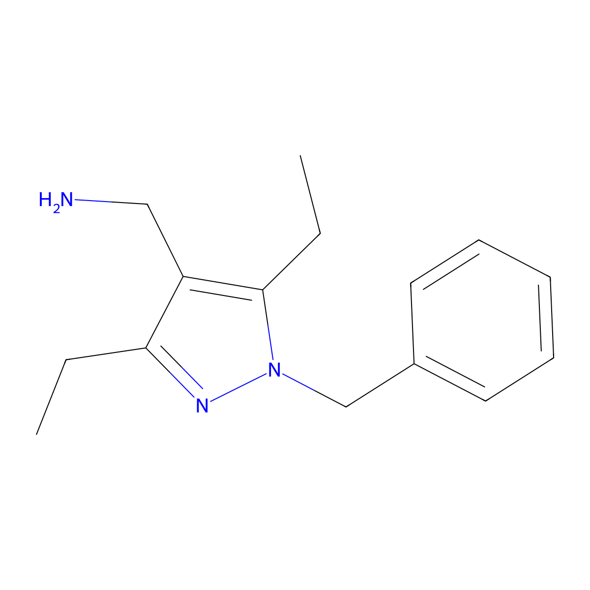 (1-benzyl-3,5-diethyl-1H-pyrazol-4-yl)methanamine molecular structure, CAS 1516182-78-7