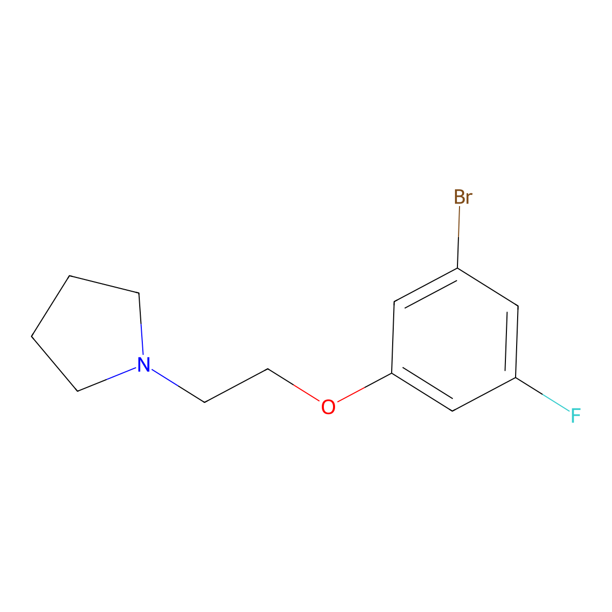 1-(2-(3-Bromo-5-fluorophenoxy)ethyl)pyrrolidine molecular structure, CAS 1516187-39-5