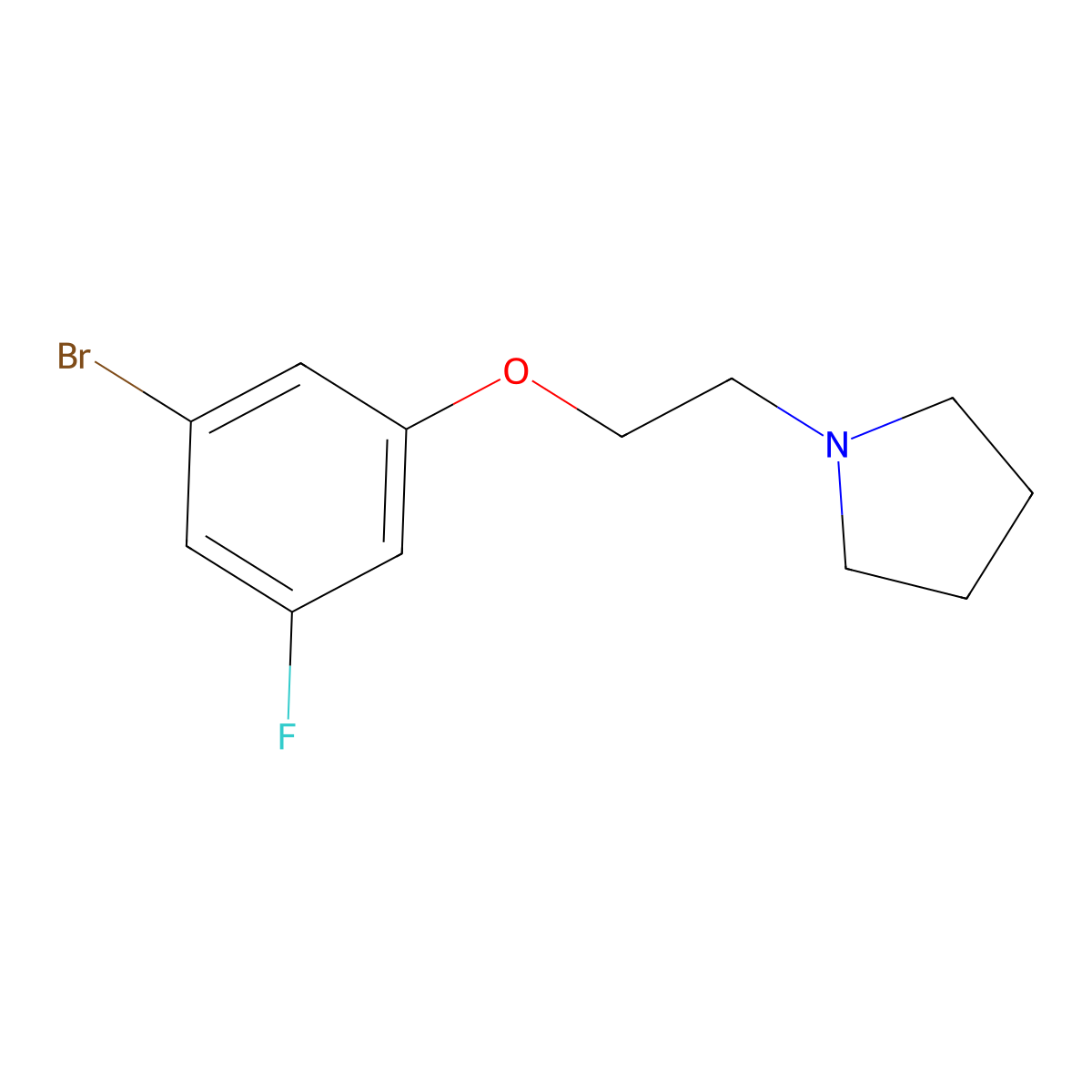 1-(2-(3-Bromo-5-fluorophenoxy)ethyl)pyrrolidine molecular structure, CAS 1516187-39-5