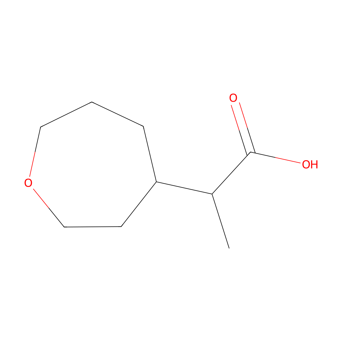2-(Oxepan-4-yl)propanoic acid molecular structure, CAS 1516199-75-9