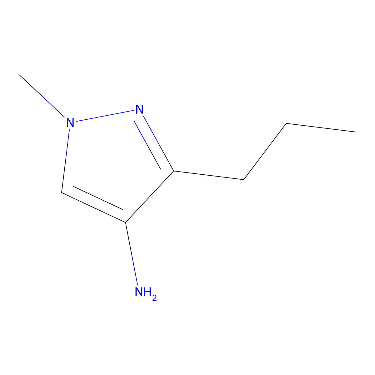1-methyl-3-propyl-1H-pyrazol-4-amine molecular structure, CAS 1516207-30-9