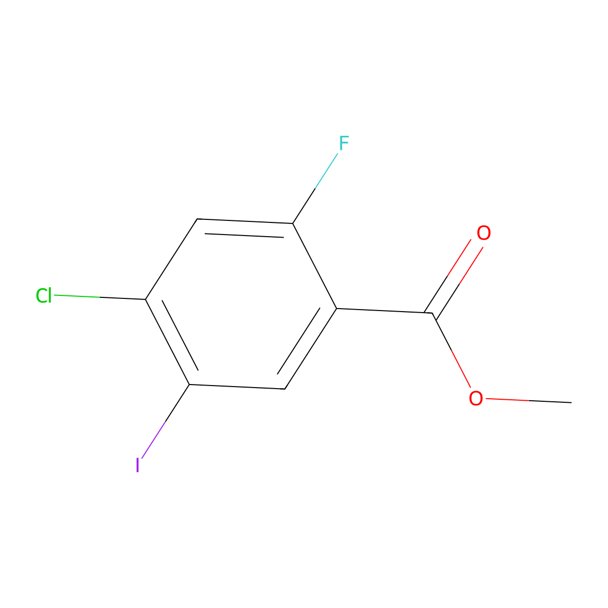 Methyl 4-chloro-2-fluoro-5-iodobenzoate molecular structure, CAS 1516210-03-9