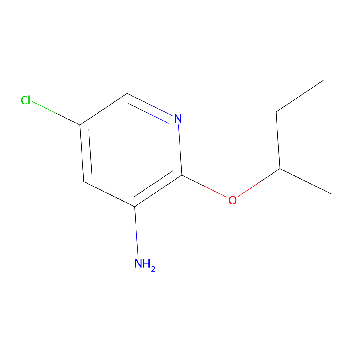 2-(Butan-2-yloxy)-5-chloropyridin-3-amine molecular structure, CAS 1516213-23-2