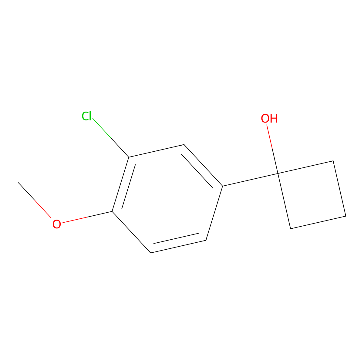 1-(3-Chloro-4-methoxyphenyl)cyclobutanol molecular structure, CAS 1516225-79-8
