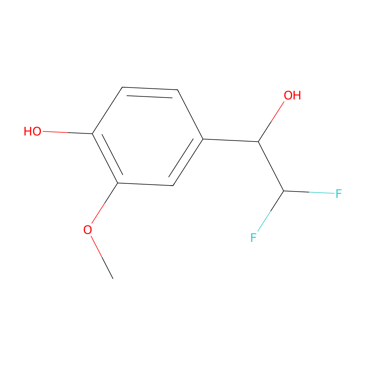 4-(2,2-Difluoro-1-hydroxyethyl)-2-methoxyphenol molecular structure, CAS 1516250-46-6