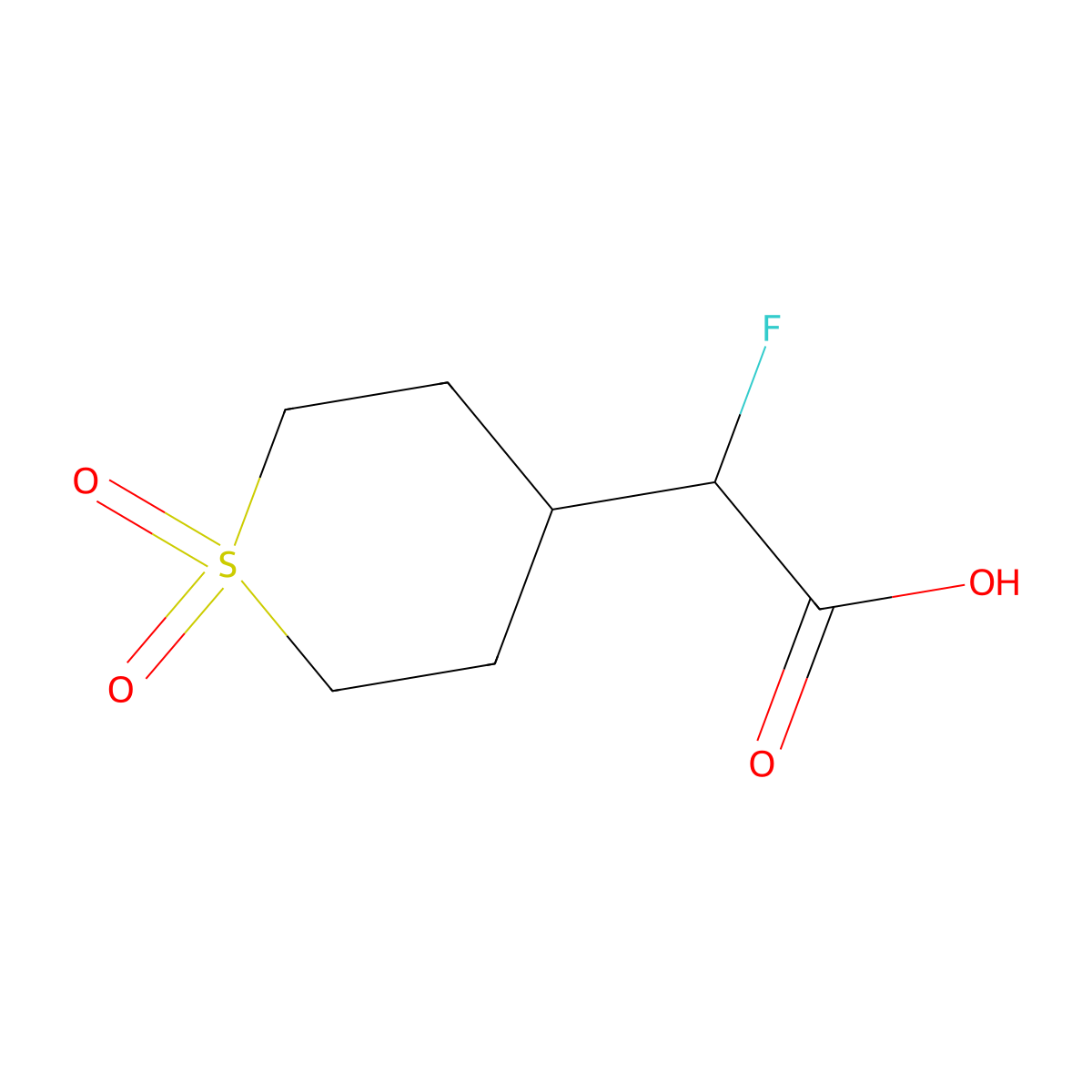 2-(1,1-Dioxo-1lambda6-thian-4-yl)-2-fluoroacetic acid molecular structure, CAS 1516257-40-1