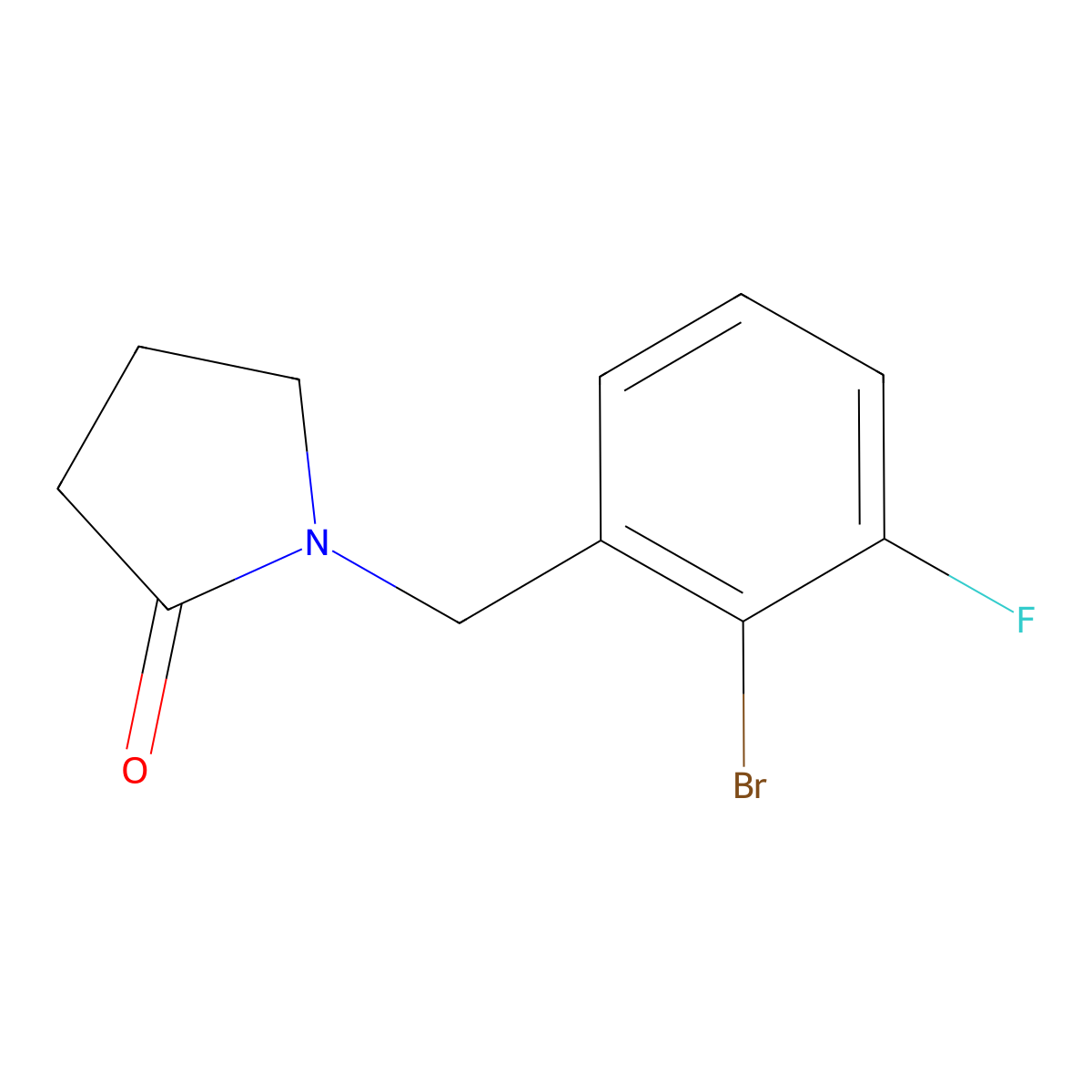 1-[(2-Bromo-3-fluorophenyl)methyl]pyrrolidin-2-one molecular structure, CAS 1516266-56-0