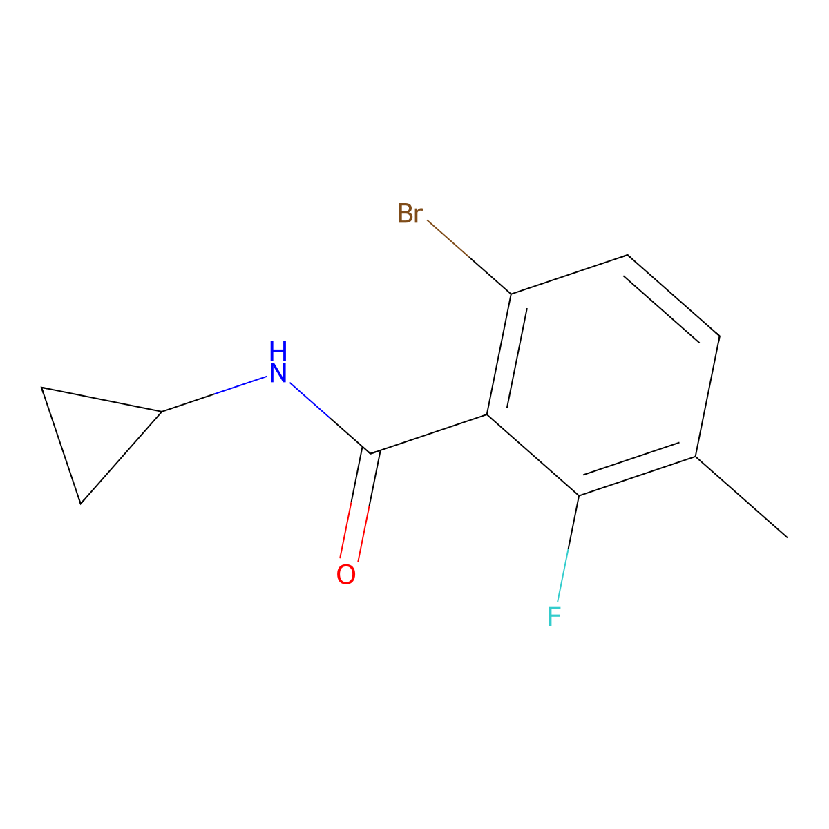 6-Bromo-N-cyclopropyl-2-fluoro-3-methylbenzamide molecular structure, CAS 1516279-48-3