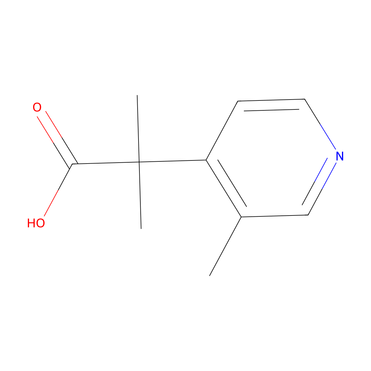2-Methyl-2-(3-methylpyridin-4-yl)propanoic acid molecular structure, CAS 1516279-51-8