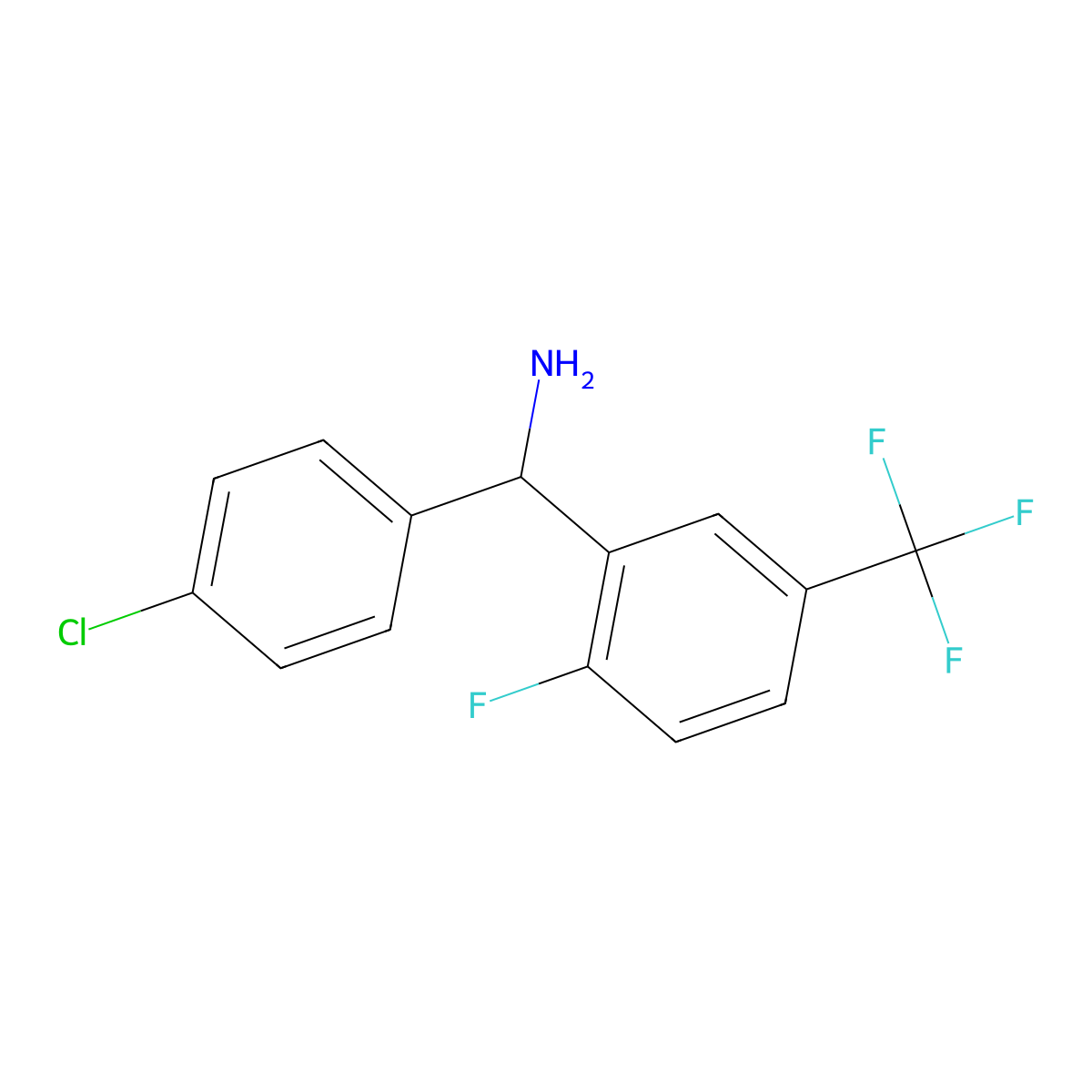 (4-Chlorophenyl)[2-fluoro-5-(trifluoromethyl)phenyl]methanamine molecular structure, CAS 1516284-69-7