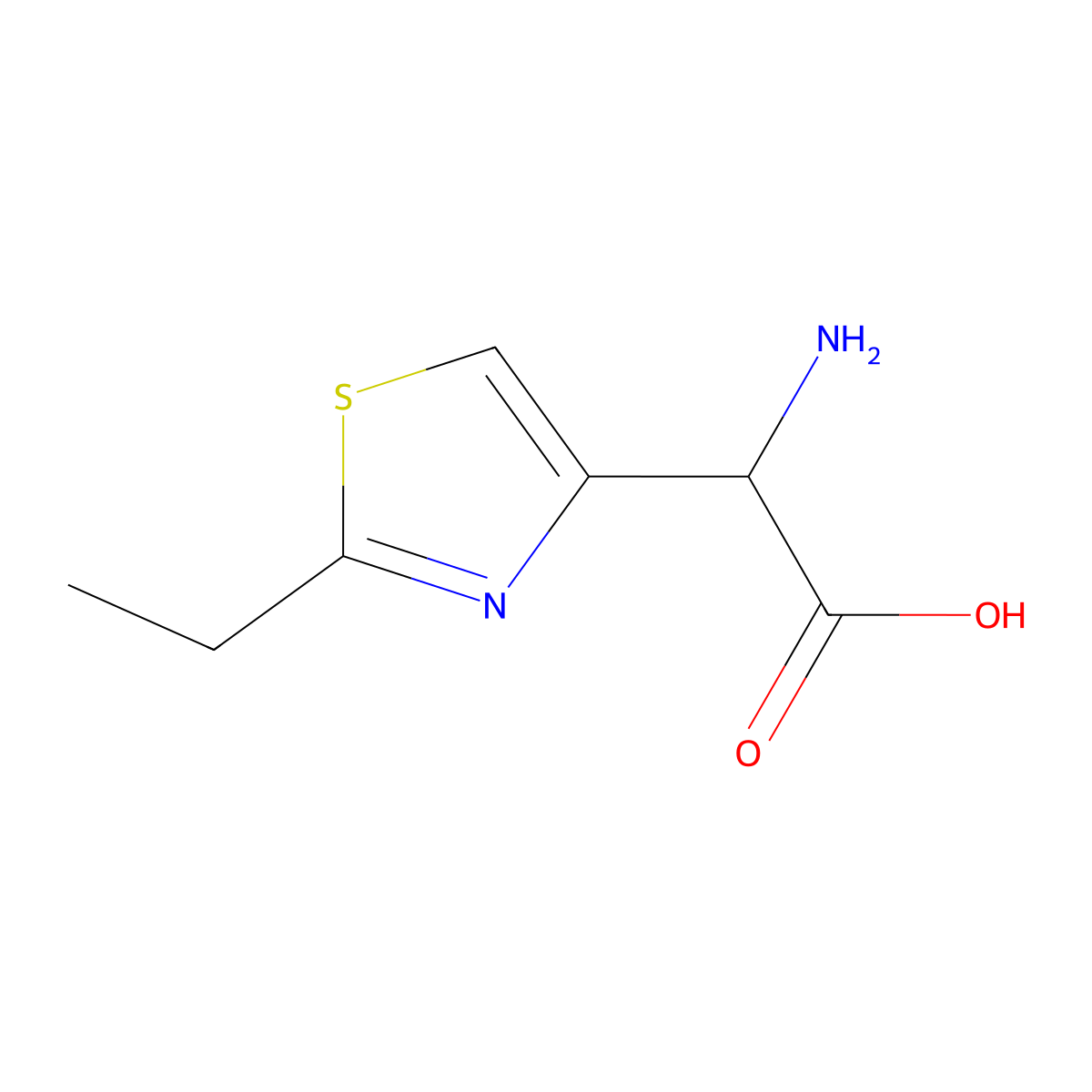 2-Amino-2-(2-ethyl-1,3-thiazol-4-yl)acetic acid molecular structure, CAS 1516293-51-8