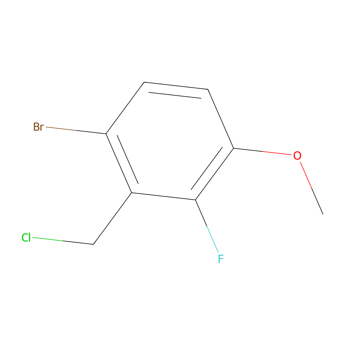 1-Bromo-2-(chloromethyl)-3-fluoro-4-methoxybenzene molecular structure, CAS 1516298-29-5