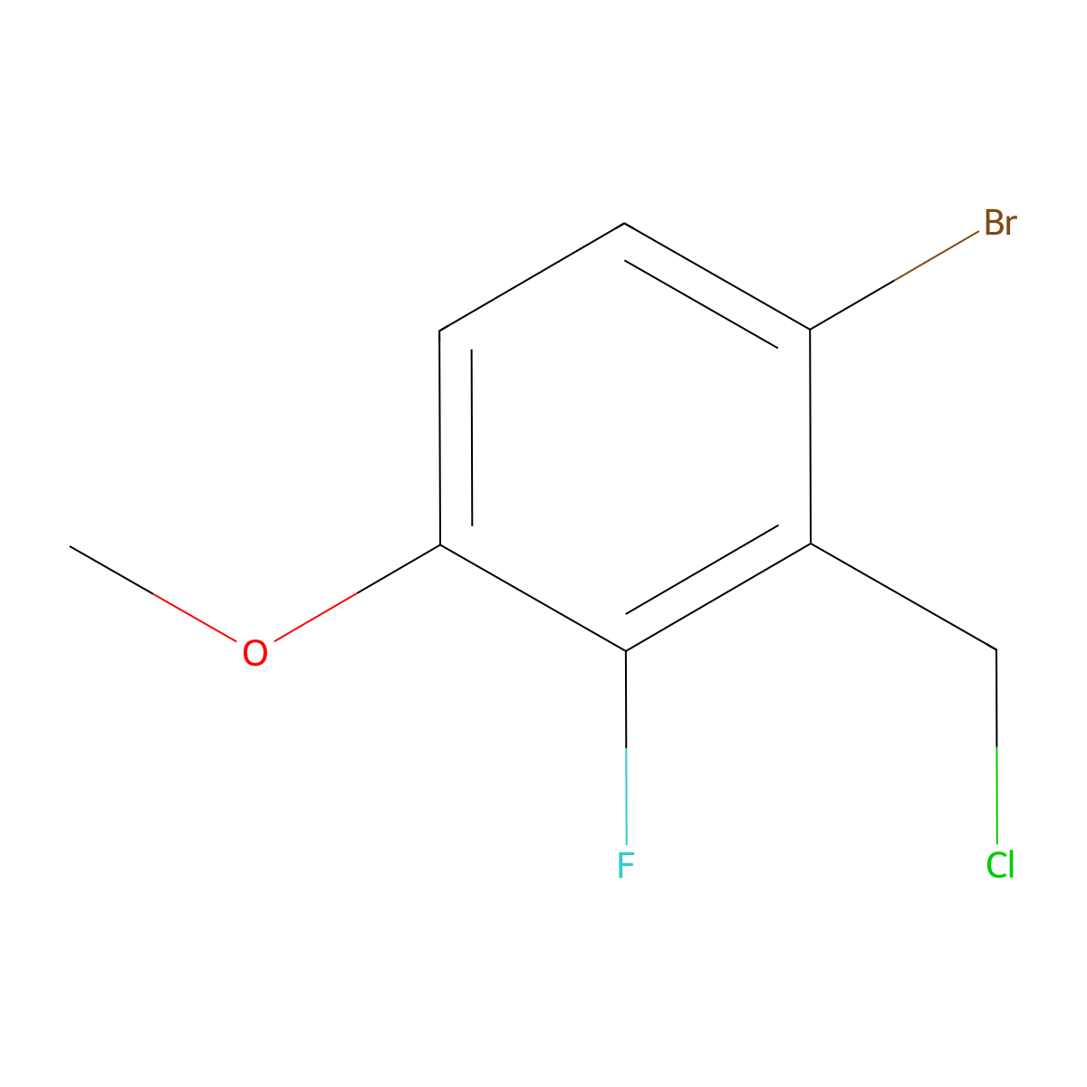 1-Bromo-2-(chloromethyl)-3-fluoro-4-methoxybenzene molecular structure, CAS 1516298-29-5