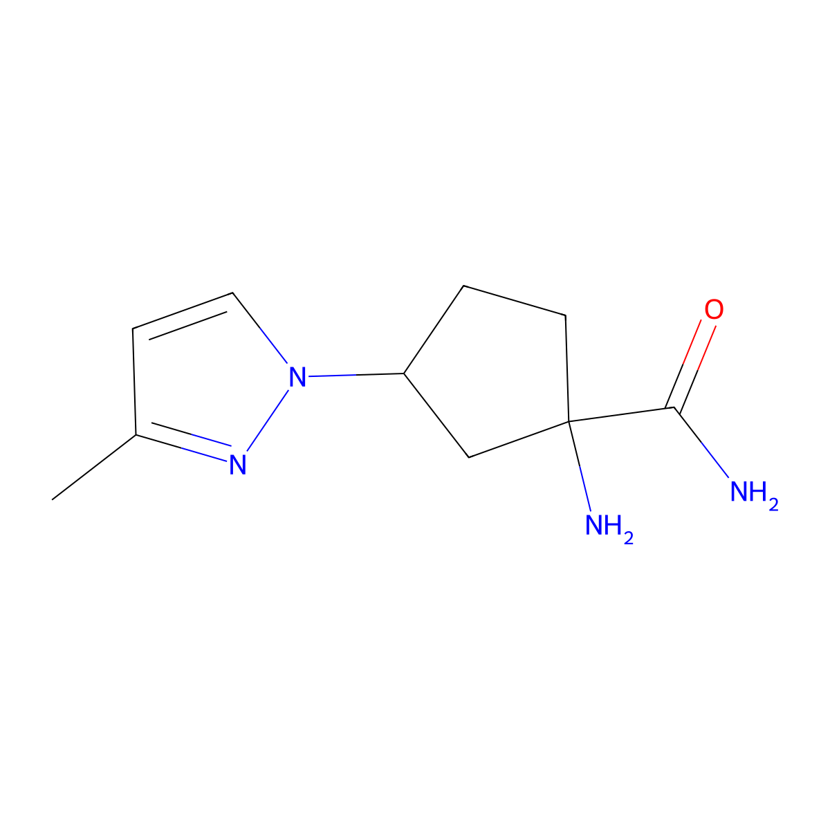1-Amino-3-(3-methyl-1H-pyrazol-1-YL)cyclopentane-1-carboxamide molecular structure, CAS 1516303-62-0