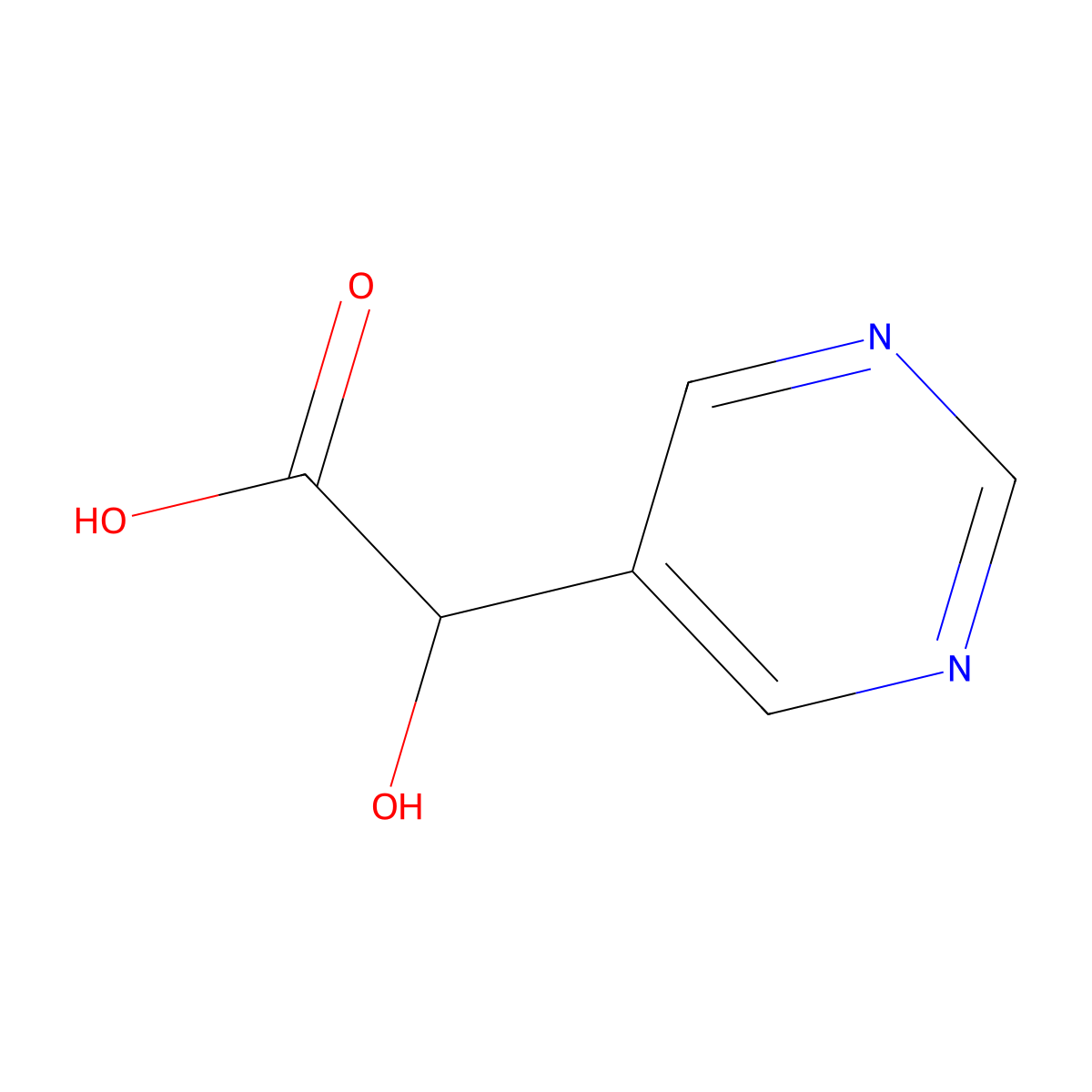 2-Hydroxy-2-(pyrimidin-5-yl)acetic acid molecular structure, CAS 1516304-94-1