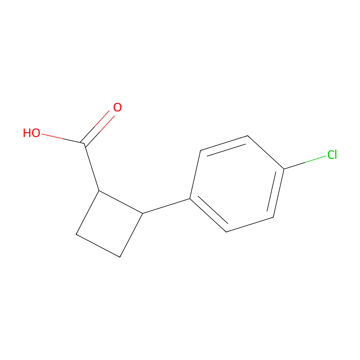 2-(4-Chlorophenyl)cyclobutane-1-carboxylic acid molecular structure, CAS 1516323-23-1