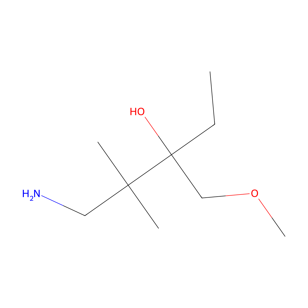 1-Amino-3-(methoxymethyl)-2,2-dimethylpentan-3-ol molecular structure, CAS 1516333-31-5