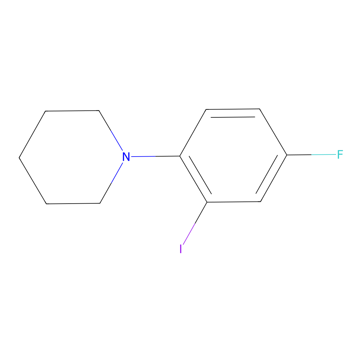 1-(4-Fluoro-2-iodophenyl)piperidine molecular structure, CAS 1516340-30-9