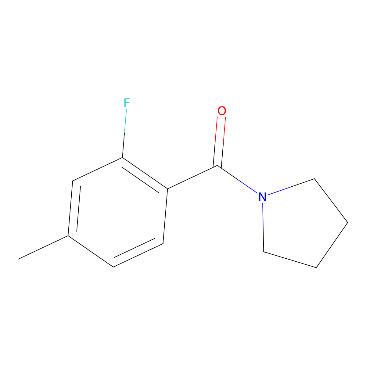 (2-Fluoro-4-methylphenyl)(pyrrolidin-1-yl)methanone molecular structure, CAS 1516371-97-3