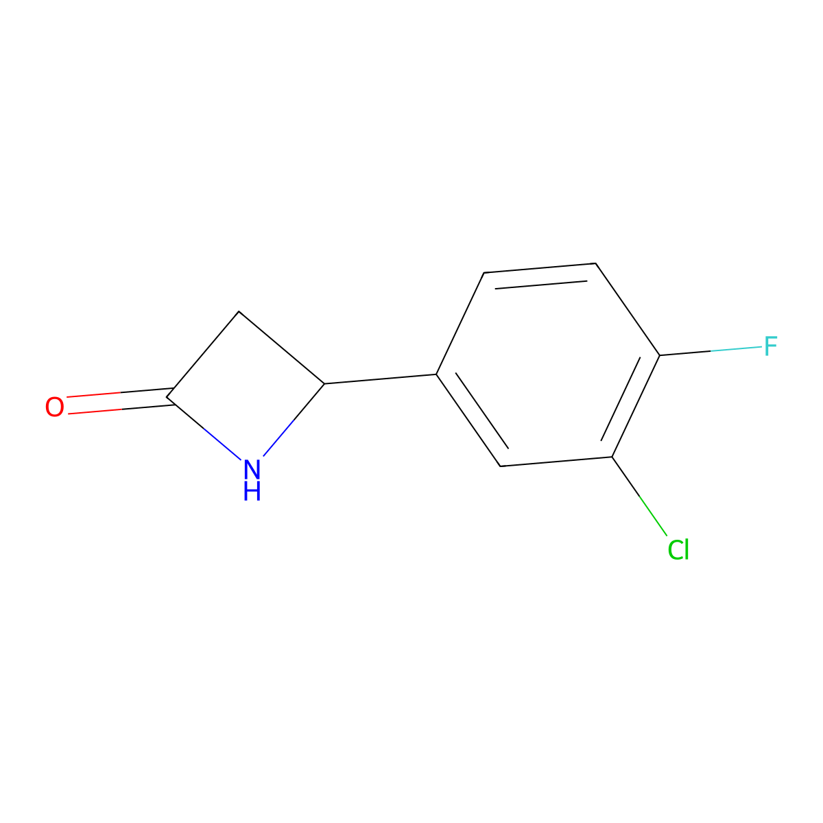 4-(3-Chloro-4-fluorophenyl)azetidin-2-one molecular structure, CAS 1516387-54-4