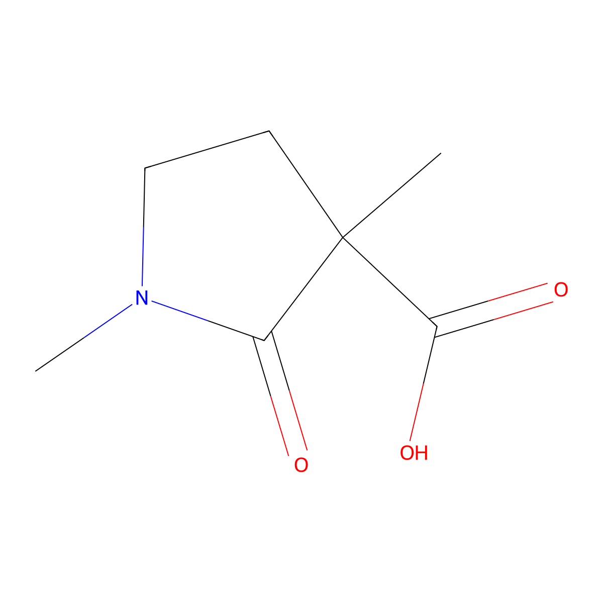 1,3-Dimethyl-2-oxopyrrolidine-3-carboxylic acid molecular structure, CAS 1516403-23-8