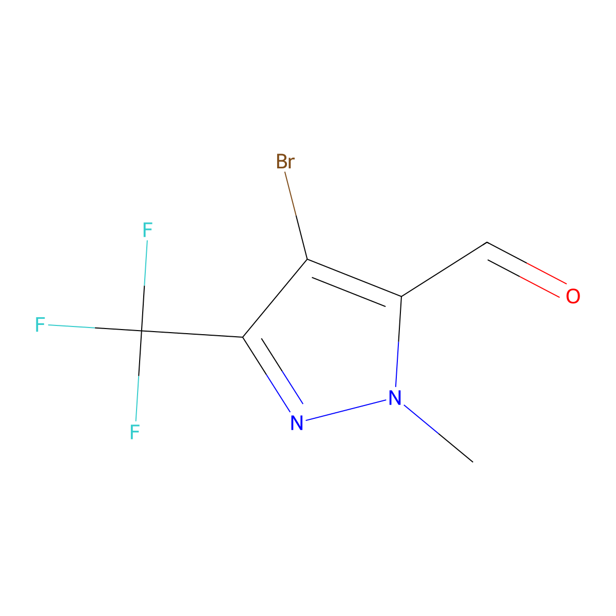 4-bromo-1-methyl-3-(trifluoromethyl)-1H-pyrazole-5-carbaldehyde molecular structure, CAS 1516404-71-9