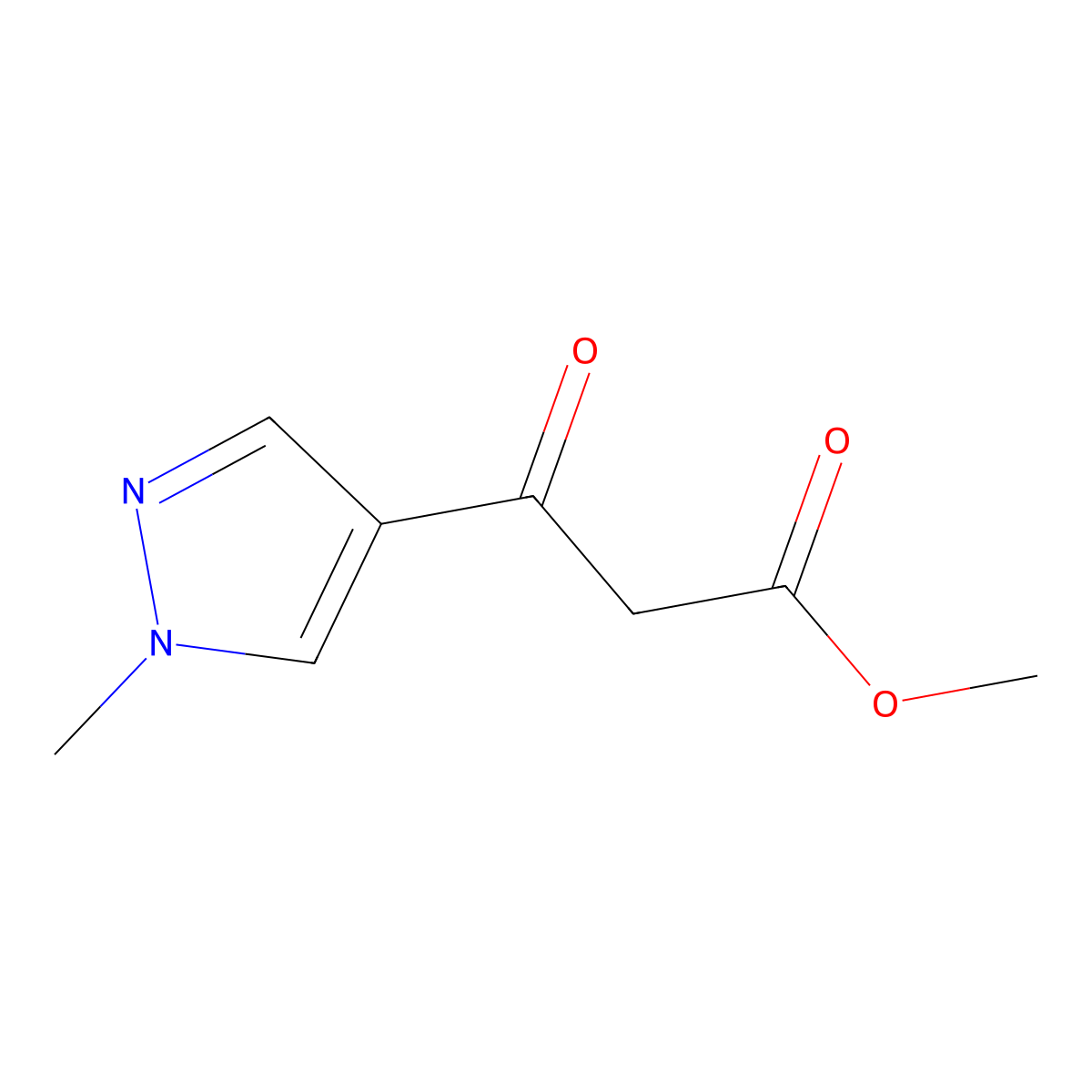 methyl 3-(1-methyl-1H-pyrazol-4-yl)-3-oxopropanoate molecular structure, CAS 1516430-94-6