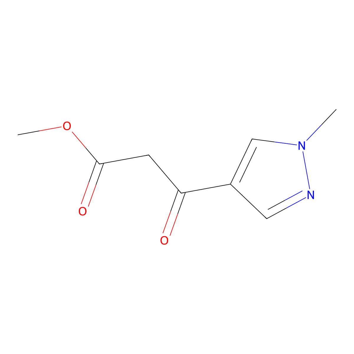 methyl 3-(1-methyl-1H-pyrazol-4-yl)-3-oxopropanoate molecular structure, CAS 1516430-94-6