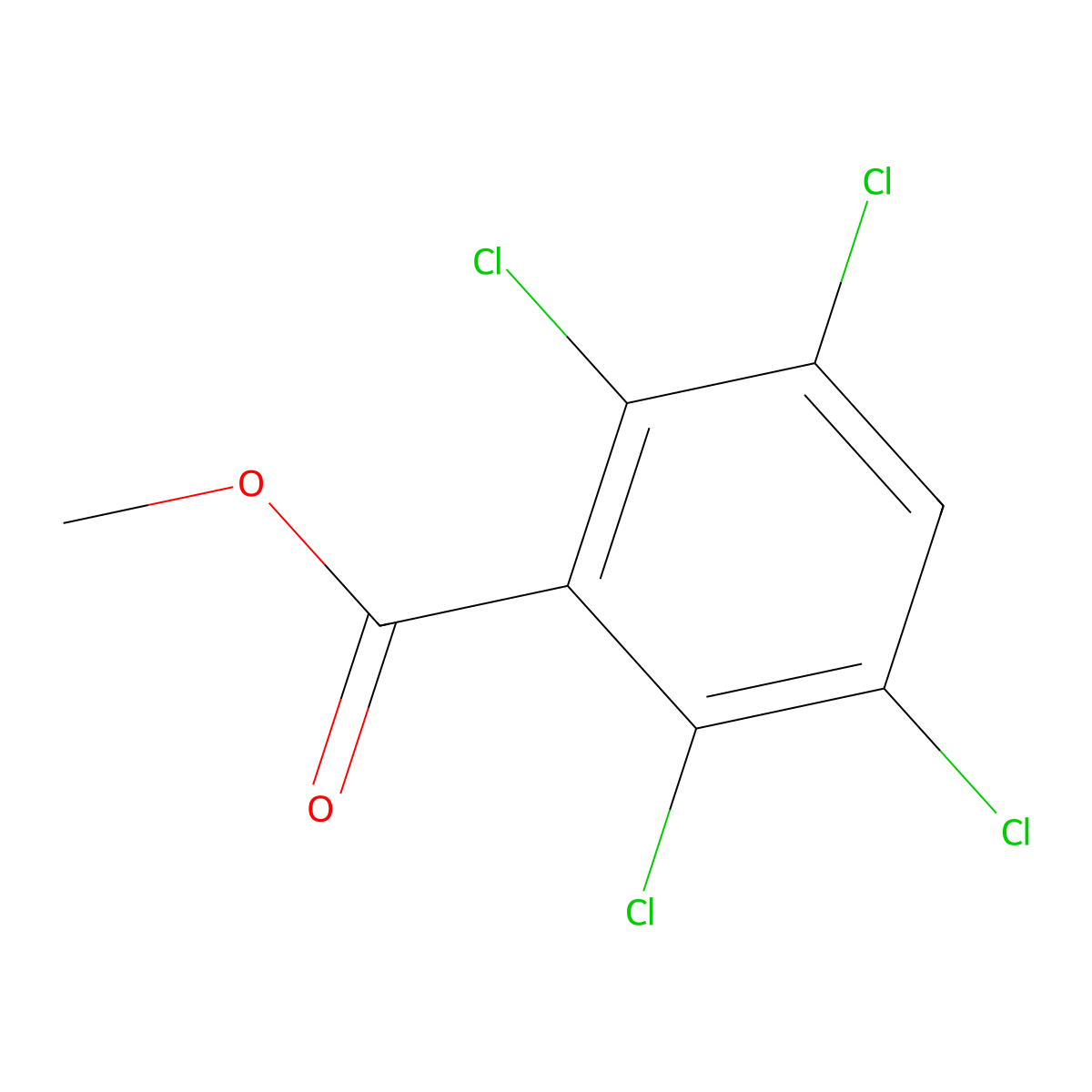 Methyl 2,3,5,6-tetrachlorobenzoate molecular structure, CAS 15165-81-8