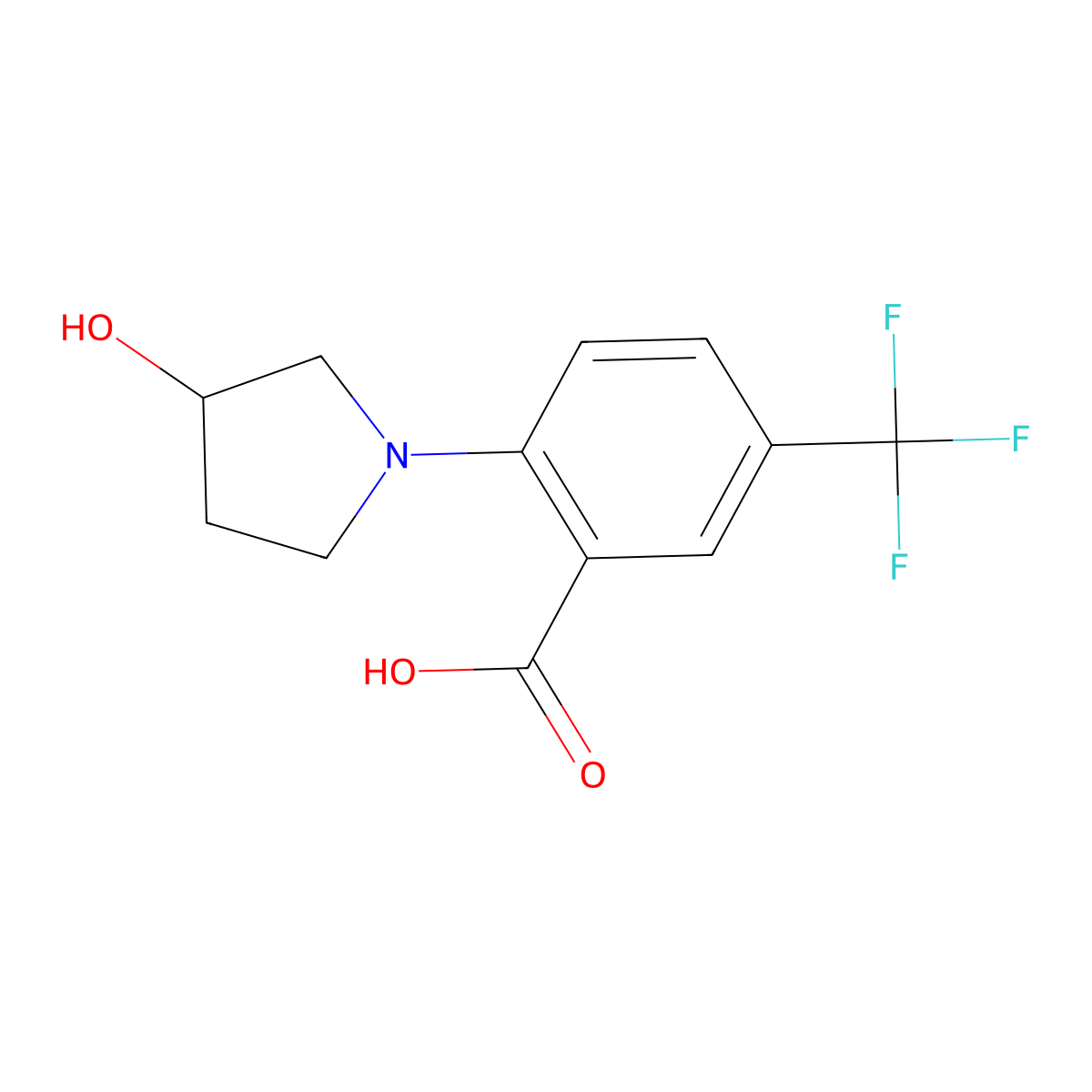 2-(3-Hydroxypyrrolidin-1-YL)-5-(trifluoromethyl)benzoic acid molecular structure, CAS 1516533-44-0