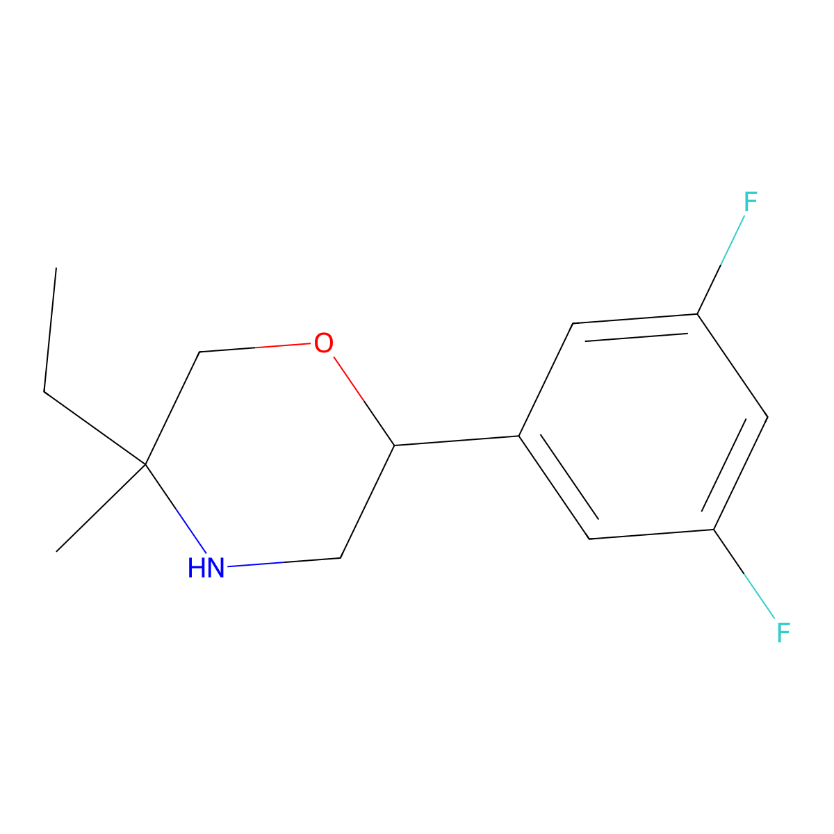5-Ethyl-2-(3,5-difluorophenyl)-5-methylmorpholine molecular structure, CAS 1516543-18-2