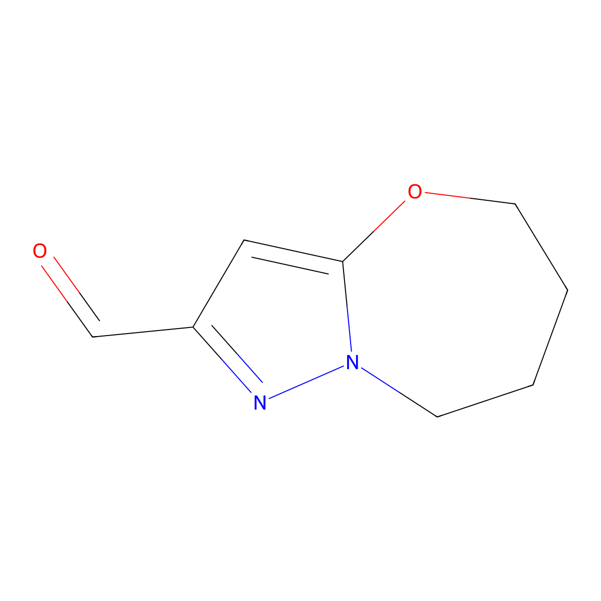 5H,6H,7H,8H-pyrazolo[3,2-b][1,3]oxazepine-2-carbaldehyde molecular structure, CAS 1516568-16-3
