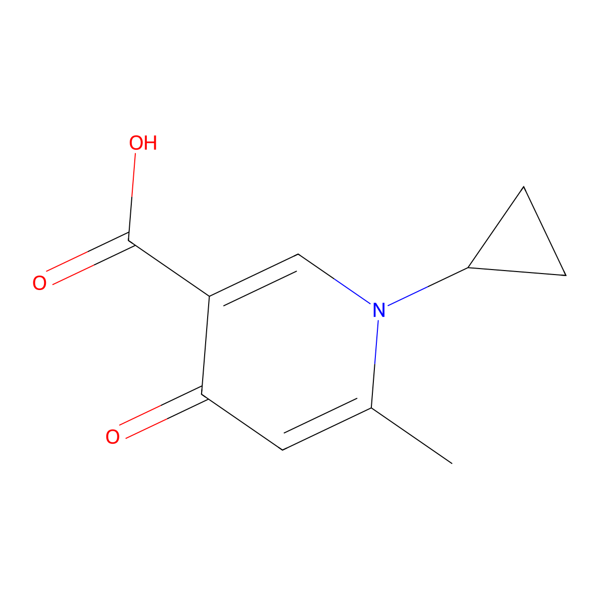 1-Cyclopropyl-6-methyl-4-oxo-1,4-dihydropyridine-3-carboxylic acid molecular structure, CAS 1516571-42-8