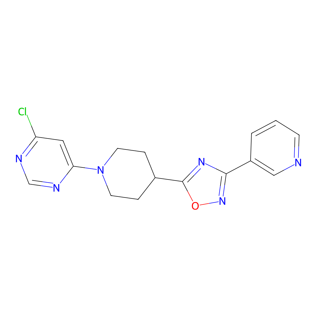 4-Chloro-6-[4-(3-pyridin-3-yl-1,2,4-oxadiazol-5-yl)piperidin-1-yl]pyrimidine molecular structure, CAS 1516585-08-2
